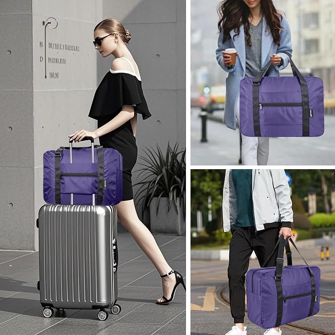 Duffle Bag for Travel Foldable Personal Item Travel Bag, 40L, Purple | Carry On Duffel Bag Women Men Frontier Airlines Personal Item Bag Hospital Weekend Overnight Trips - Image 5