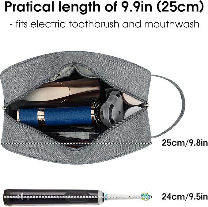 Narwey Travel Toiletry Bag for Women Traveling Dopp Kit Men Toiletries Bag Cosmetic Bag Makeup Bag Medicine Bag for Traveling (Grey) - Image 2