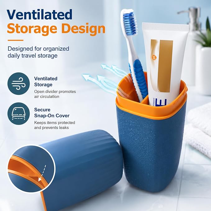 Toothbrush Travel Case, 2 in 1 Holder and Rinse Cup with Cover | 7.87 - Image 4