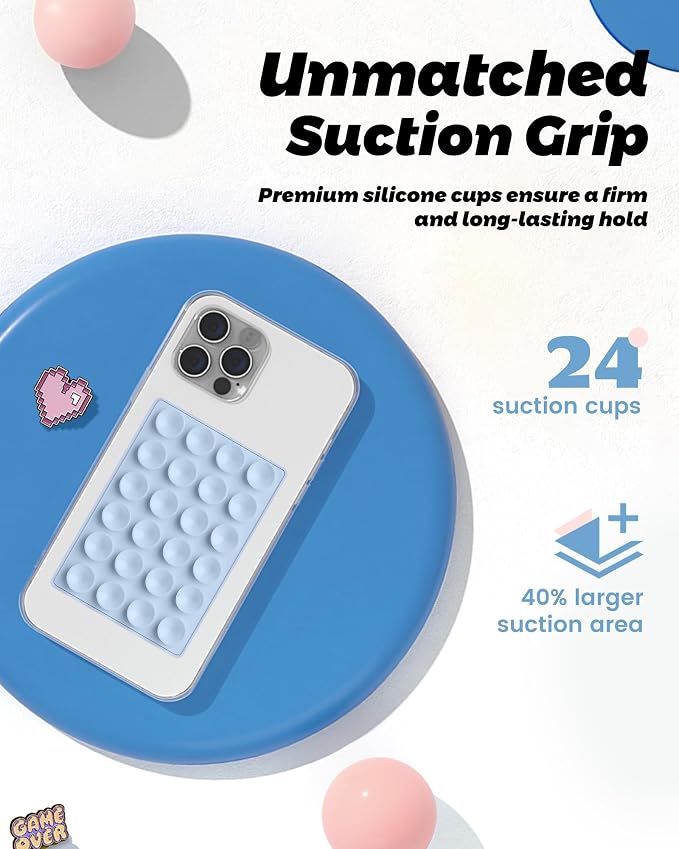 amBand Magnetic Suction Phone Grippy for MagSafe Case, Silicone Cup Sticky Mount for iPhone 12 13 14 15 16 17 Pro Max/Pro/Air/Plus, Hands-Free Selfie/Video for TikTok Creator/Influencer, Light Blue - Image 4