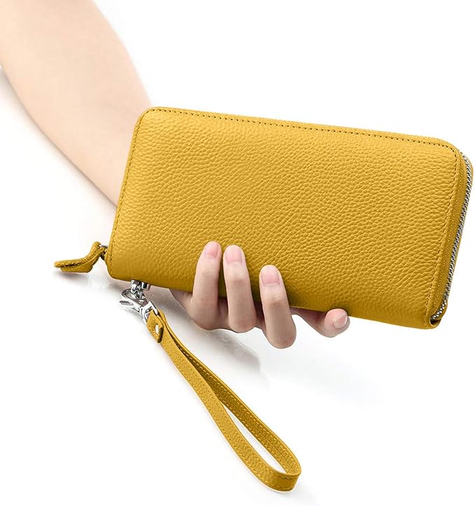 Moflycom Womens Wallet RFID Blocking Genuine Leather Zip Around Wallet Clutch Wristlet Travel Long Purse for Women - Image 5