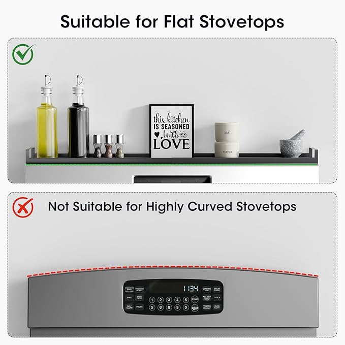 Bumusty 30" Adjustable Magnetic Stove Top Shelf, Matte Black | Expandable Spice Rack with Strong Magnetic Hold for Seasoning Storage and Kitchen Counter Organization - Image 4