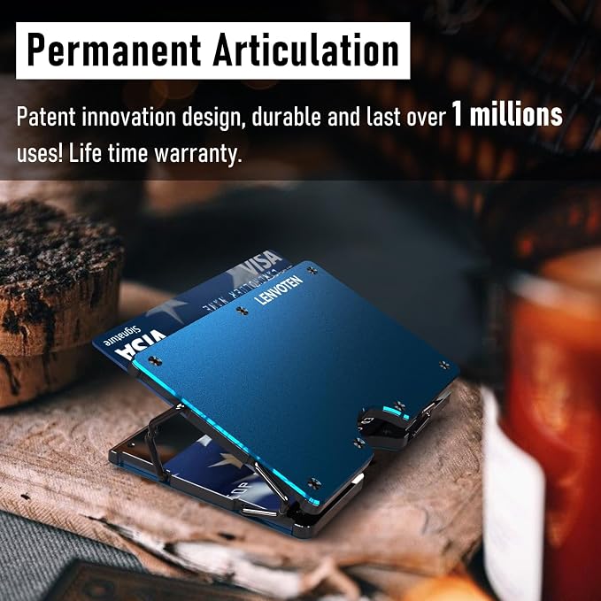 Lenvoten Upgraded Hinged Minimalist Wallet for Men, RFID Blocking Wallet | Slim Metal Aluminum, Credit Card Holder, Money Clip Holds 20 Cards, Premium Scratch-Resistant Finish, Ideal Gift for Men - Image 8