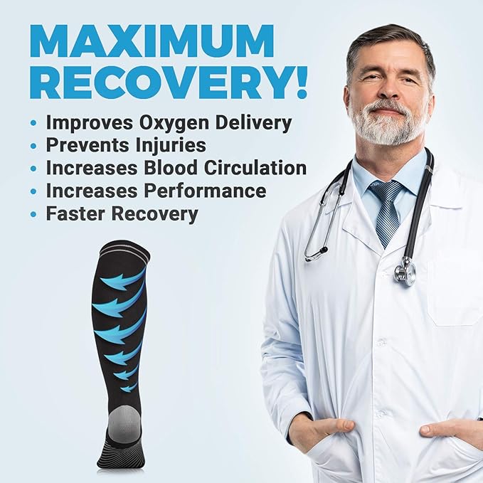 POWERLIX Compression Socks for Women & Men (Pair) for Neuropathy Swelling Pain Relief 20-30 mmHg Medical Knee-high Stockings - Image 3