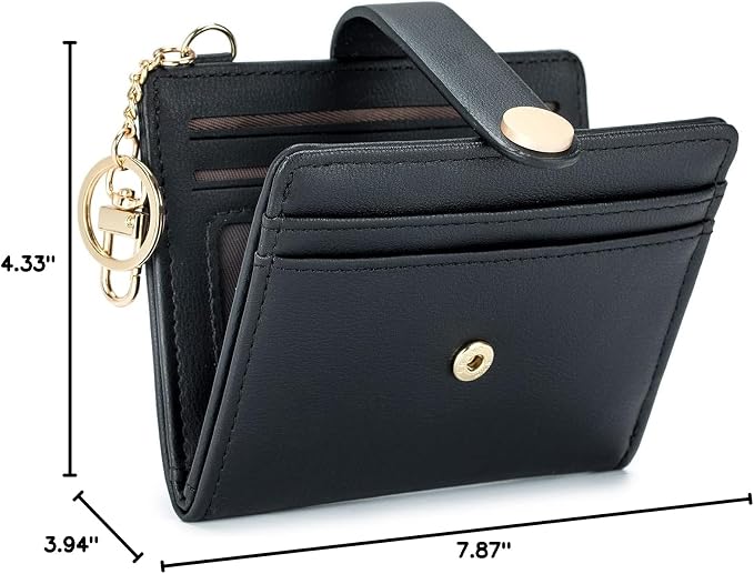POIUGOYA Slim Wallet for Women,RFID Blocking Bifold Credit Card Holder with Zipper Coin Pocket,ID Window,Keychain - Image 7