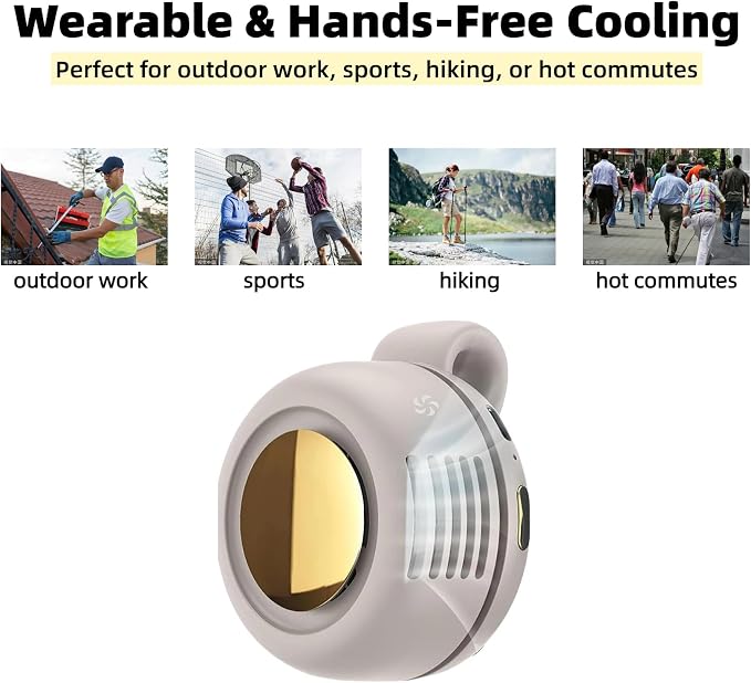 Portable Silent Bladeless Clip On Fan, Mini Fan With Clip, Rechargeable Personal Held Fans, Adjustable 3-Speed Suspended Waist Fans for Outdoor,Camping,Travel,Office (White) - Image 6