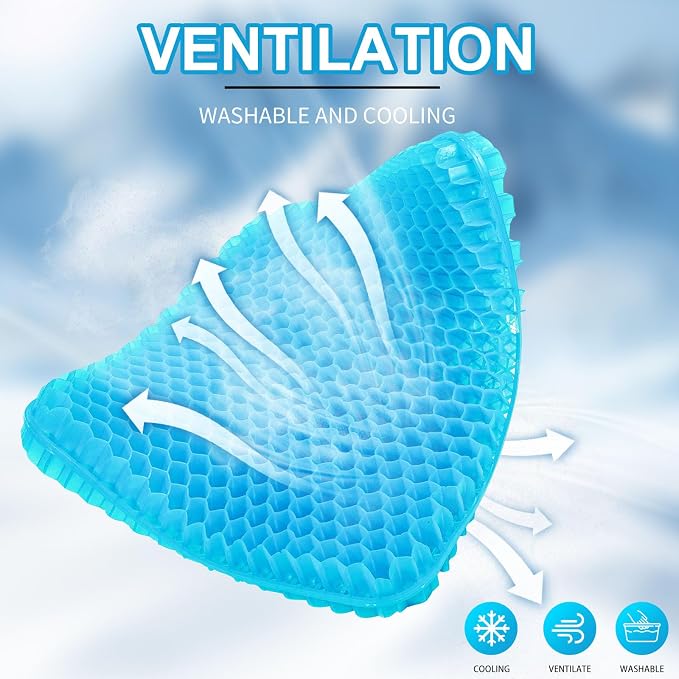 Gel Seat Cushion for Long Sitting - 16.5" x 14.5" x 2.4" (Extra Thick＆Soft) | Zero Gel Cushions for Pressure Relief, Honeycomb Gel Seat Cushion, Ergonomic Silicone Seat Cushion for People Over 180 lbs - Image 6
