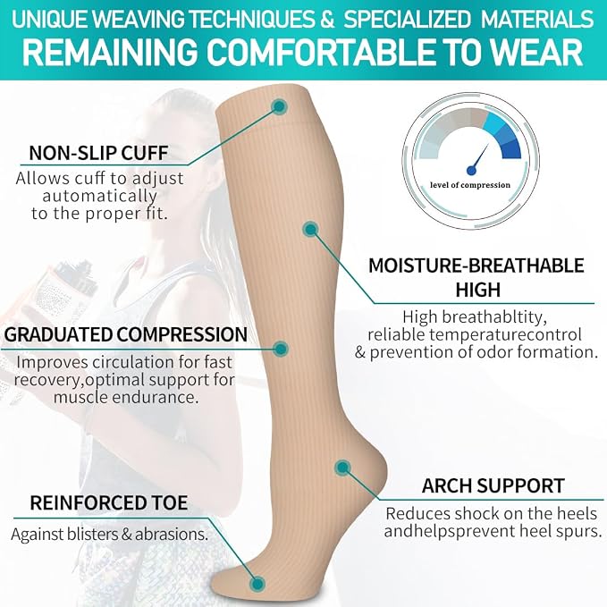 COOLOVER Copper Compression Socks for Women and Men(6 Pairs)-Best Support for Running, Athletic, Travel - Image 5