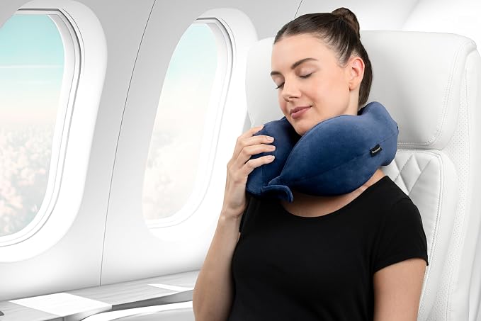 Brookstone Neck Travel Pillow Lightweight Contoured Memory Foam Support | Structured Shape Keeps Your Head Aligned While Seated, Soft Fleece Cover Feels Gentle Against Skin on Flights or Car Rides - Image 4