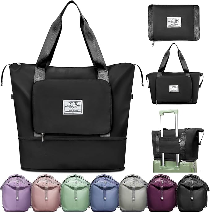 Ranslen Large Capacity Folding Travel Bag,Expansion Travel Duffel Bag with Dry and Wet Separation Portable Travel Duffel Bag by ranslen