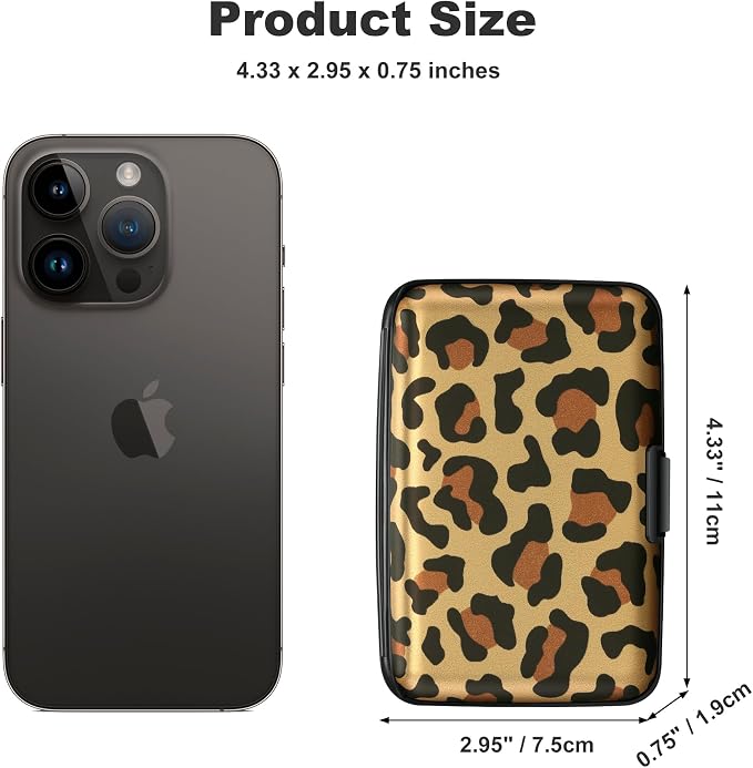 Mini RFID Aluminum Wallet Credit Cards Holder Business Card Case Metal ID Case for Men Women（Leopard - Image 4