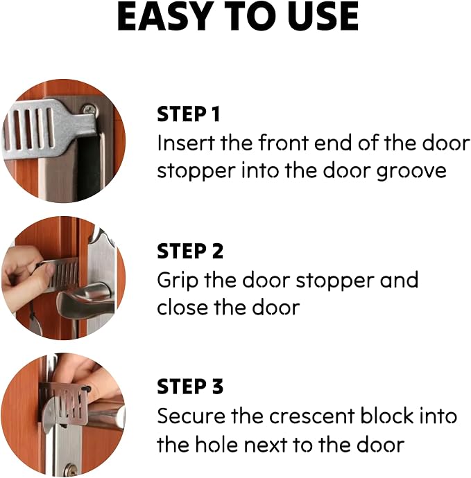 Instant Safety Portable Door Lock, Travel Door Stopper, Universal Quick Install Lock, Emergency Lock, Childproof Door Jammer. - Image 4