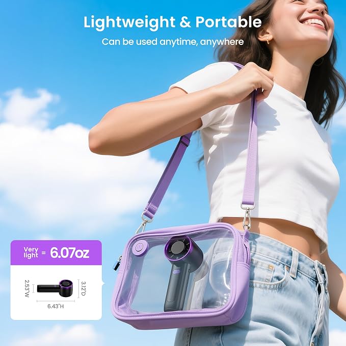 Handheld Fan Rechargeable, Mini Portable Hand Fan with 6 Speeds, USB-C Personal Fan with LED Display & Phone Stand, 12H Battery Travel Fan for Office, Makeup, Outdoor - Image 7