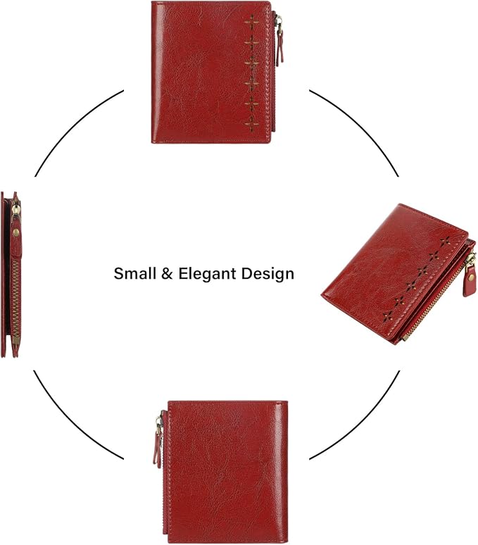Ultra Thin Small Compact Leather Womens Girls Wallets RFID Blocking Credit Card Holder for Women - Image 6