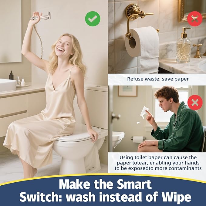 Vayzluiy Handheld Toilet Bidet Sprayer for Toilet-Adjustable Water Pressure Control with Bidet Hose for Feminine Wash, Stainless Steel Brushed Nickel Cloth Diaper for Baby Wash (Stainless Steel, 1) - Image 2