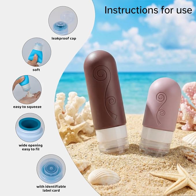 vodvob Travel Bottles Set - TSA Approved, Leak Proof, Silicone, Reusable, BPA Free - 16 Pack, 2oz 3oz - Image 7