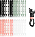 28Pcs Silicone Cable Ties Reusable, Multipurpose Cable Management Organizer, Adjustable Fastening Cable Straps with Locking Buckles, High Elasticity Cord Organizer, Travel Essentials (5.2in, 4Colors) by Unknown