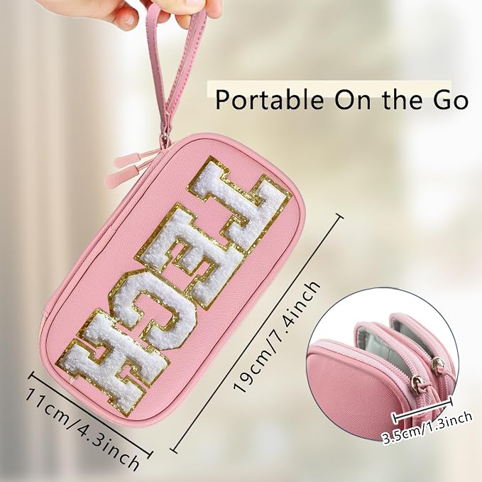 COSHAYSOO Personalized Electronics Travel Organizer Cable Management Case Phone Charger Charging Cords Tech Accessories Pouch, Unique Trip Gifts for Women Traveler College Teen Girls Vacation Pink - Image 2