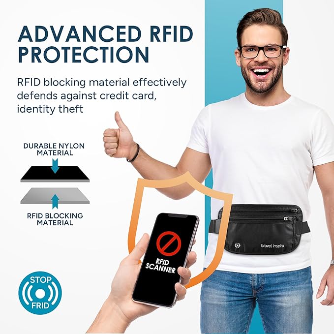Travel Inspira RFID Hidden Money Belt | Anti-Theft, Passport Holder Bag - Image 3