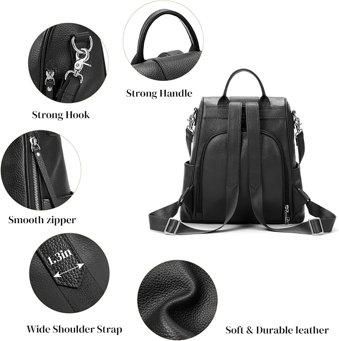 Genuine Leather Backpack Purse for Women Anti-theft Fashion Backpack Bags - Image 5