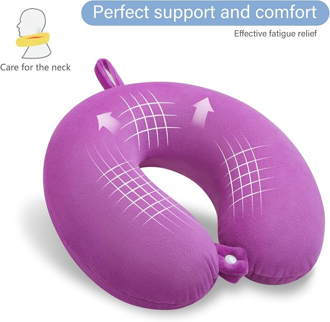 Travel Pillow Comfortable Neck Pillow U Shape Memory Foam Support Neck and Head Portable Travel Neck Pillow Suitable for Airplane, Trains, Self-Driving Cars - Image 4