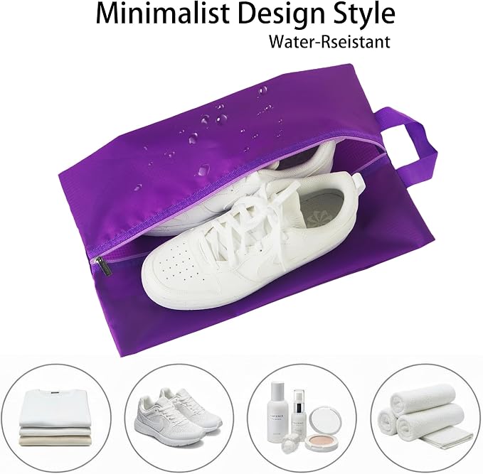 6pcs Portable Shoe Organizer, Travel Pouches with Zipper, Golf Shoe Bags, Clothes Bags, Soccer Cleats Bag Shoe Pouch for Gym, Waterproof, Odor-Resistant (Purple) | Golf Shoe Bags, Clothes Bags, Soccer Cleats Bag Shoe Pouch for Gym, Waterproof, Odor-Res... - Image 5