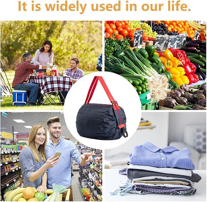 Reusable Shopping Bags, Foldable Grocery Storage Tote, Waterproof Oxford Cloth Bag for Shop, Large Durable Heavy Duty - Image 6