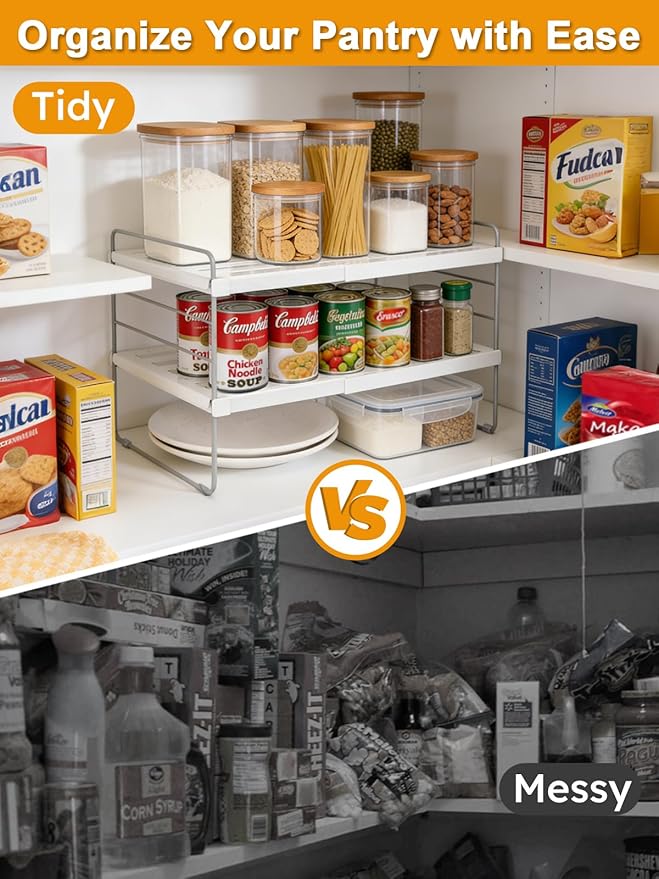 JUPELI Foil and Plastic Wrap Organizer, Expandable Kitchen Pantry Storage, Height Adjustable Cabinet Rack for Kitchen Organization, Aluminum Foil -3 Tier 9.8" to 15.6"L - Image 6