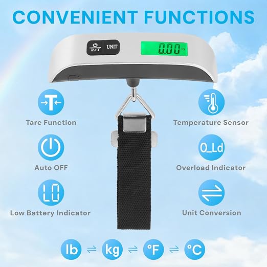 Luggage Scale Travel Digital, 110lb Travel Scale, Backlit LCD | 4-Unit Switching, Portable Suitcase Weight Scale for Luggage, Backpacks & Packages – High Accuracy, Battery Included - Image 3