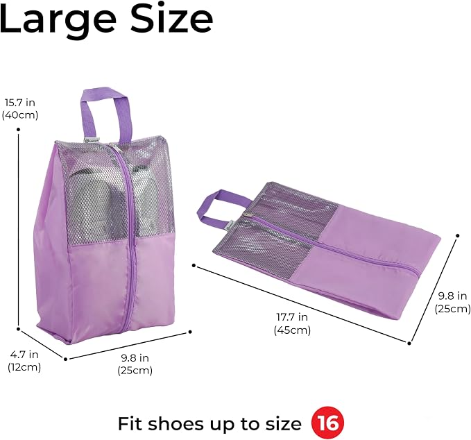 Shoe Bags For Travel, Used As For Storage or Shoe Travel Bag, Space Saving When Travelling With This Travel Shoe Bags For Packing, Sneaker Bag. (Light Purple, 2 Pack, Large) - Image 2