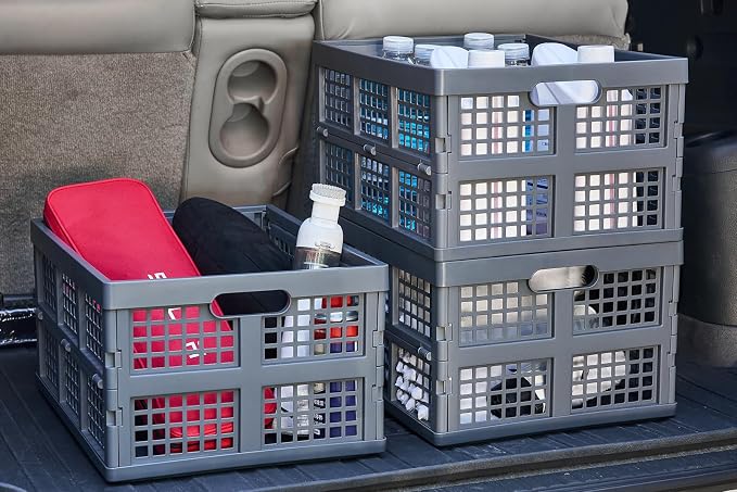 Aebeky 3-Pack Plastic Collapsible Storage Crates-30L,Foldable Plastic Crates for Storage (Gray) - Image 7