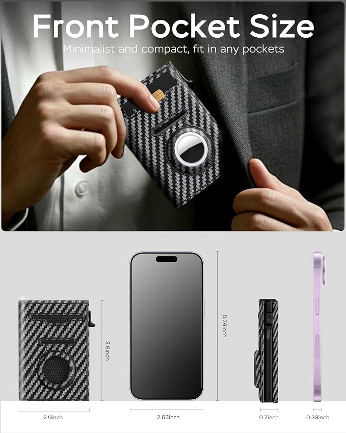 Mens Wallet with Airtag Holder, RFID Wallets for Men Pop up Card Holder, Smart, Slim, Minimalist, Trifold - 10+ Cards Capacity | ID Window | Cash Slot | Magnetic Closure, Gift for Him - Image 6