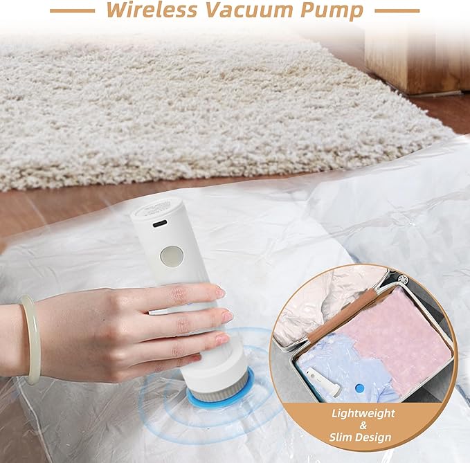 12 Pack Vacuum Storage Seal Bags for Travel with Cordless Electric Pump | Carry-on Packing Bags for Luggage and Suitcase, Space Saver Compression Clothes Storage Bag with Rechargeable Pump (12 Combo) - Image 3
