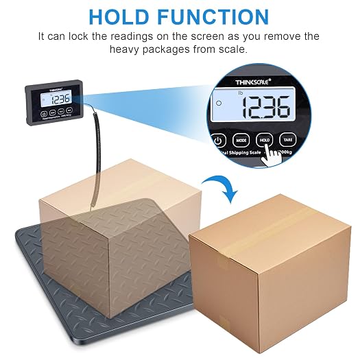 THINKSCALE Shipping Scale, 440 lb x 1 oz Postal Scale with Hold & Tare | One-Piece Plastic Platform, Backlit LCD, Easy Read. for Packages, Luggage, Mailing & Postage, Battery + AC adapter included - Image 3
