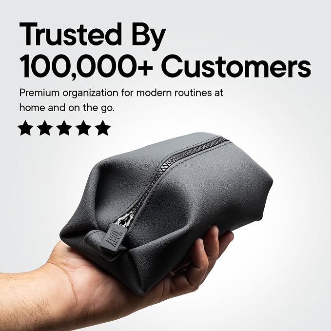 TOOLETRIES The Koby Dopp Kit Toiletry Bag – Lite 9" x 4.5" x 4.5", Charcoal | Compact silicone leak-resistant travel toiletry bag with a heavy-duty zipper that's easy to clean. - Image 10