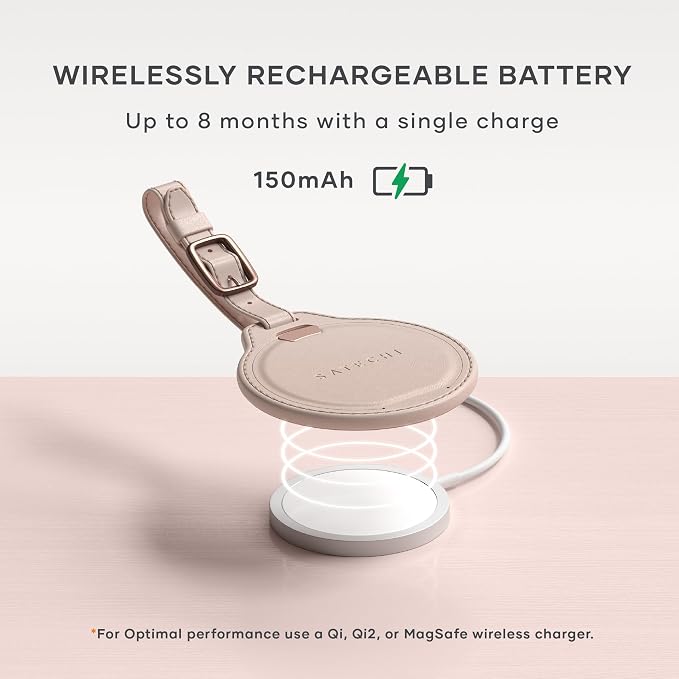 Satechi FindAll Luggage Tag, Find My Compatible, TSA-Friendly, Desert Rose | Bluetooth Tracker, airport tracking, left-behind alerts, loud audible chime, wireless rechargeable, for iPhone, iPad, Mac - Image 5
