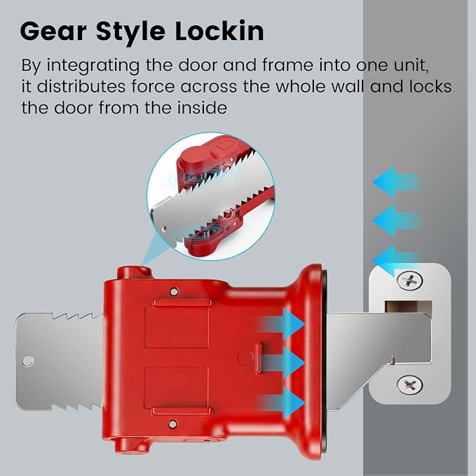Double Gear Portable Door Lock for Travel, Hotels, & Apartments, Strong & User-Friendly, Extra Security for People Living Alone - 1 Pack - Image 3