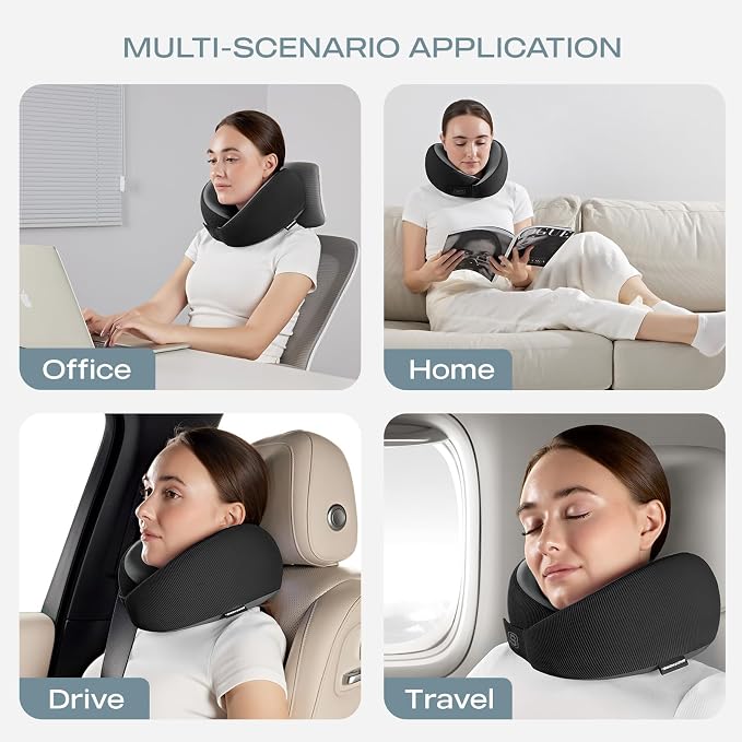 Skechers Men's Memory Foam Neck Pillow, Comfortable & Breathable Travel Pillow,Neck Pillow Airplane for Travel, Car Rides, Home, and Office Use, Ergonomic Design for Men and Women,Black - Image 7