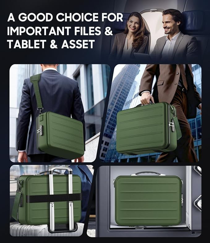 Fireproof Document Box with Lock, Hard-Shell Fireproof Safe Box | Fire proof Lock Box for Home Documents, Portable Travel Fire Proof File Box for Passport Laptop Certificates, Alpine Green - Image 5