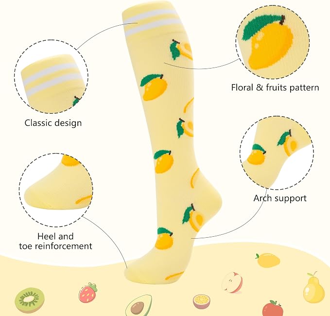 fenglaoda Compression Socks for Women Men Support Circulation 6 Pairs Socks For Nurse, Travel, Flight - Image 4