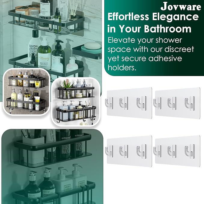 Shower Caddy Adhesive Replacement Stickers for Organizer and Shelf, Bathroom Strips 4 Pack - Image 2