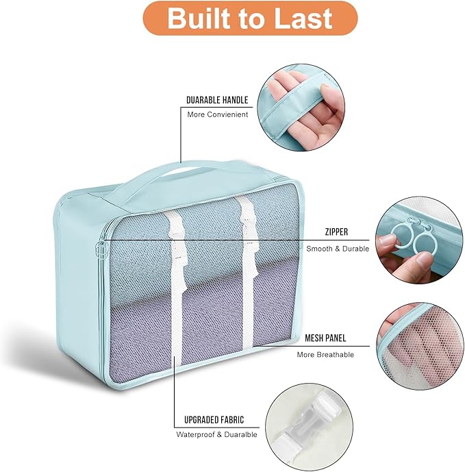 Packing Cubes for Travel- 8 Set Luggage Organizer Bags for Family, Mesh Breathable Travel Packing Cubes for Suitcases Durable Travel Essentials Bags Set (Blue, 8 Set) - Image 4