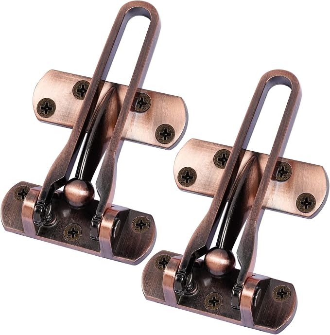 Topbuti Home Security Door Lock, 2 Pack Latch Guard Clasp Front Door Locks for Kids, Home Reinforcement Lock for Swing-in Doors, Hotel Door Latches, Thicken Solid Aluminium Alloy, Classic Bronze - Image 6