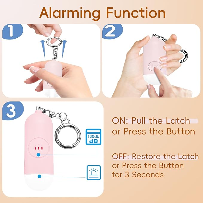 Personal Safety Alarm for Women 130dB Loud Elders & Kids Self Rechargeable Defense Keychain Siren Works with Apple Find My App(find Your Items，iOS only) for Girls Kids Elderly - Image 5