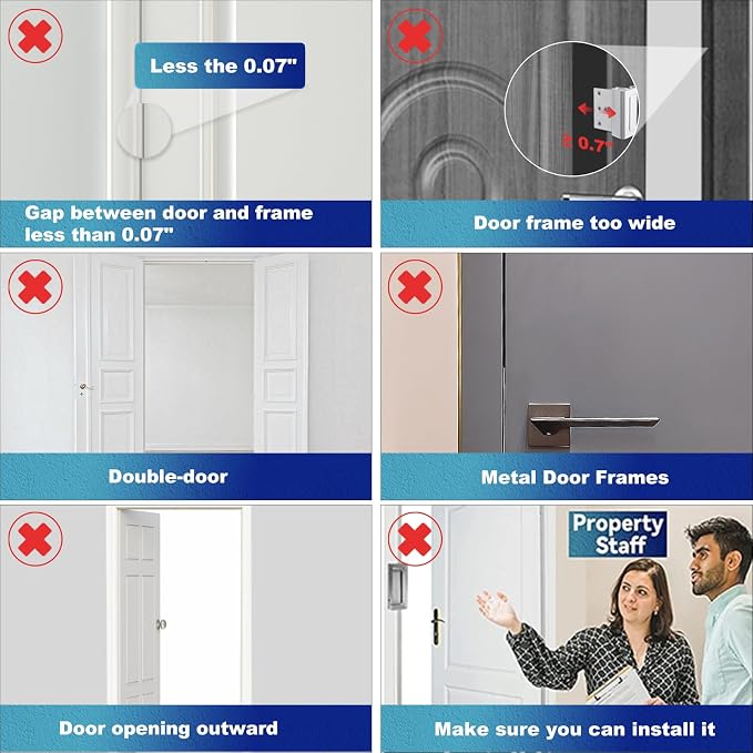 Door Reinforcement Lock, Home Security Door Lock, Child Proof, Black | Door Safety Lock for Front Door, Toddler Proof Door Latch for Entry Door Security, Includes 8 Screws - Image 2