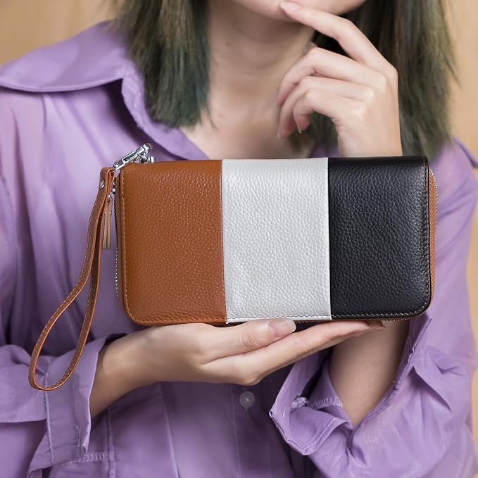 Moflycom Womens Wallet RFID Blocking Genuine Leather Multi Credit Card Large Capacity Zip Around Clutch Travel Purse Wristlet - Image 5
