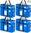 TAILI 2 Tier Moving Bags,4 Blue Silver Storage Bags with Visible Window | XXL Heavy Duty Totes For Home Storage,Wrap Around Handles,Storage Bags for College Dorm, Alternative to Moving Boxes by TAILI
