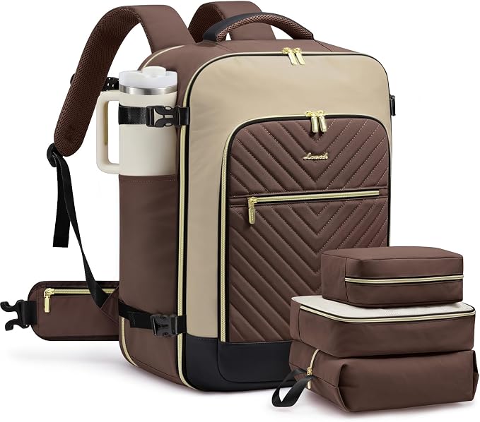 LOVEVOOK Large Travel Backpack for Women, TSA Carry on Backpack for Airplanes, 40L Personal Item Travel Bag for Women fits 17" Laptop,Waterproof Carry on Bag Airplane Approved with 3 Packing Cubes by LOVEVOOK