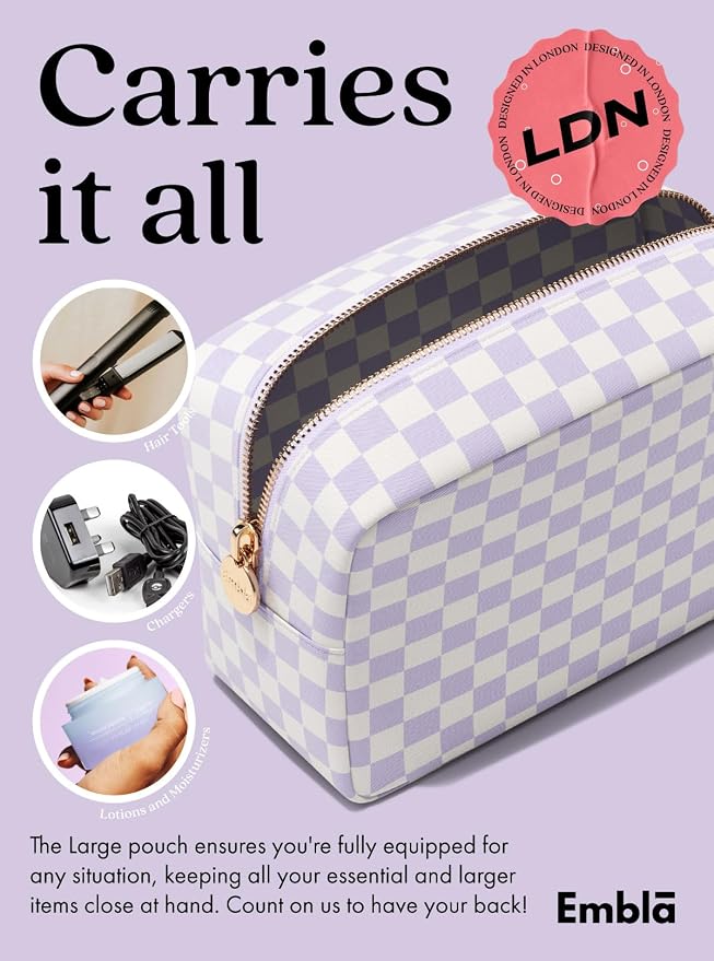 Makeup Bag for Women, Travel Cosmetic Organizer, Waterproof Toiletry Pouch | Large Nylon Cosmetic Bag with Zipper, Water-Resistant Beauty Pouch for Purse, Travel Essentials, Make up Case - Image 4