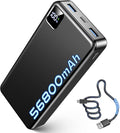 Portable Charger 56800mAh, 22.5W Fast Charging Power Bank with LED Display | Portable Phone Charger for Camping Travel Essential Compatible with iPhone 17/16/15/14/13 Series, Samsung, Google, iPad-Black by Unknown